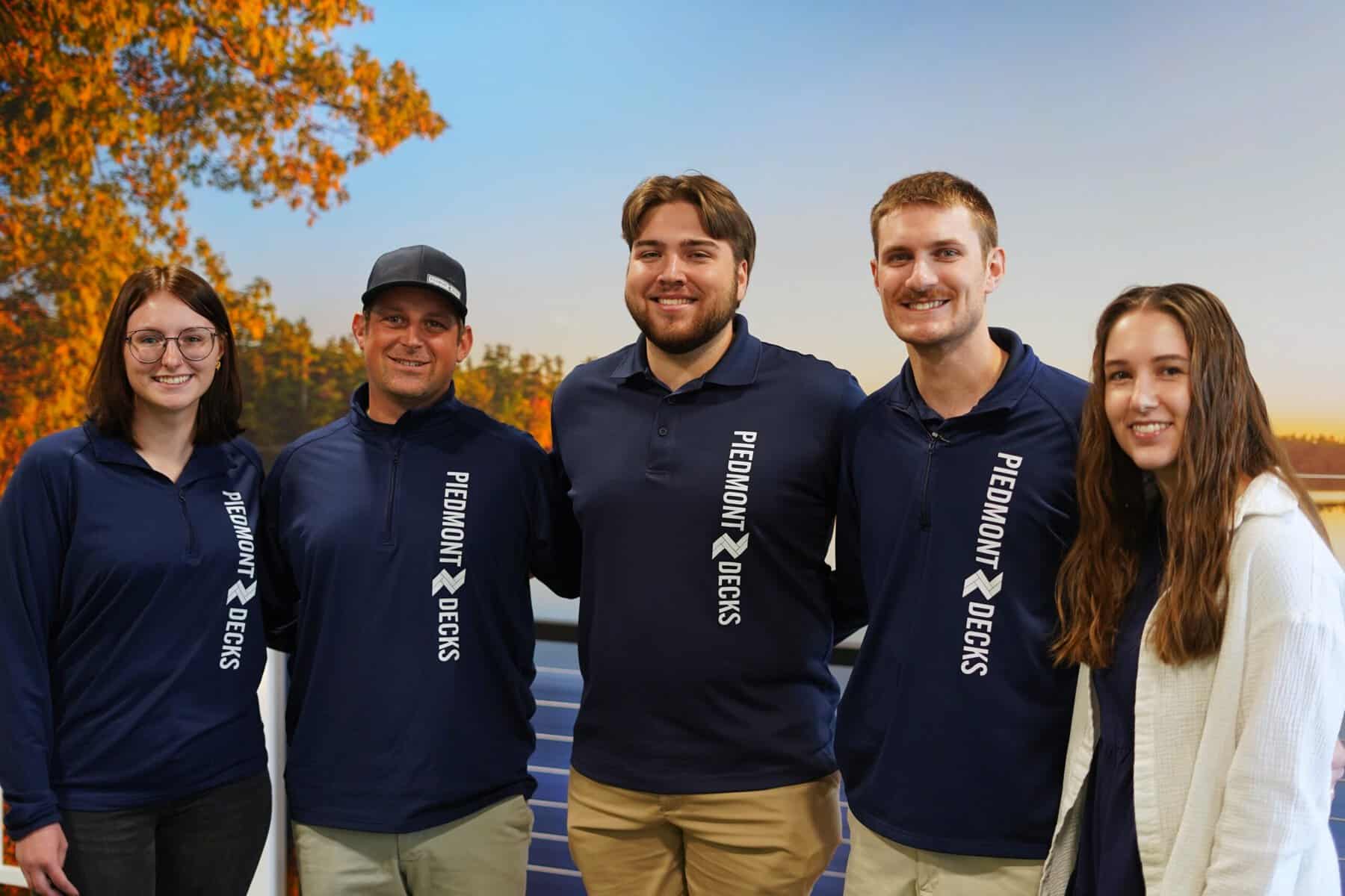 The Piedmont Decks team based in Mooresville, NC — local design and build crew for custom decks and outdoor living